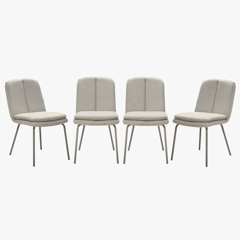 Lysa - Juego de 4 sillas, tela y patas de metal beige - Beige