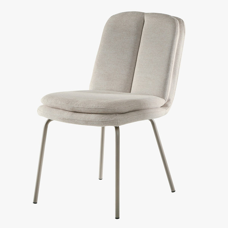 Lysa - Juego de 4 sillas, tela y patas de metal beige - Beige