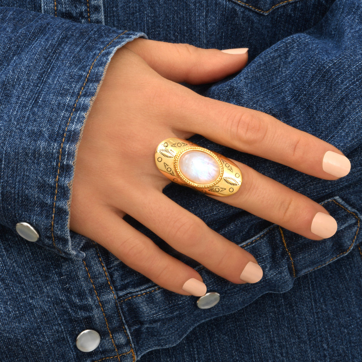 Anillo Ancho Ajustable Arizona Dream - Blanco