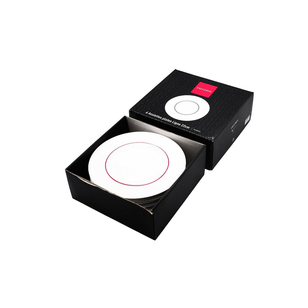 Ligne - Fauchon - 6 piatti da dessert - 22 cm - Bianco