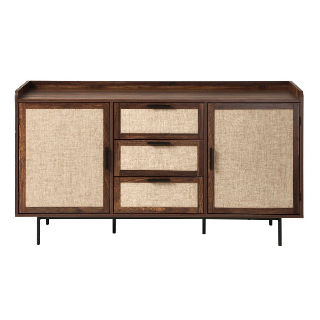Jetson - Sideboard 3 Drawers / 2 Doors - Fabric & Walnut