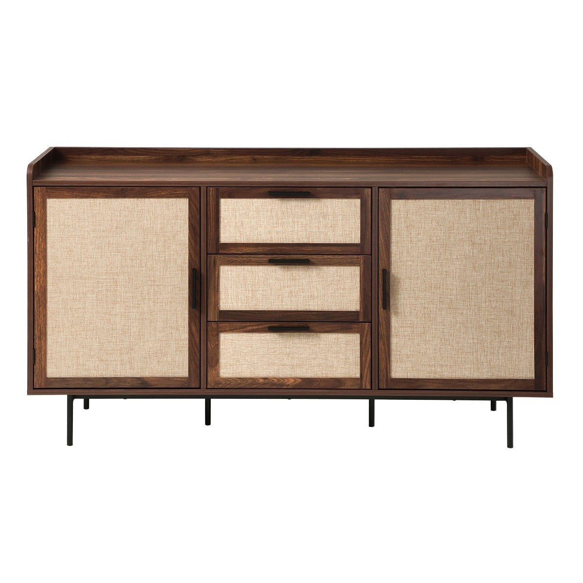 Jetson - Sideboard 3 Drawers / 2 Doors - Fabric & Walnut