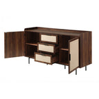 Jetson - Sideboard 3 Drawers / 2 Doors - Fabric & Walnut