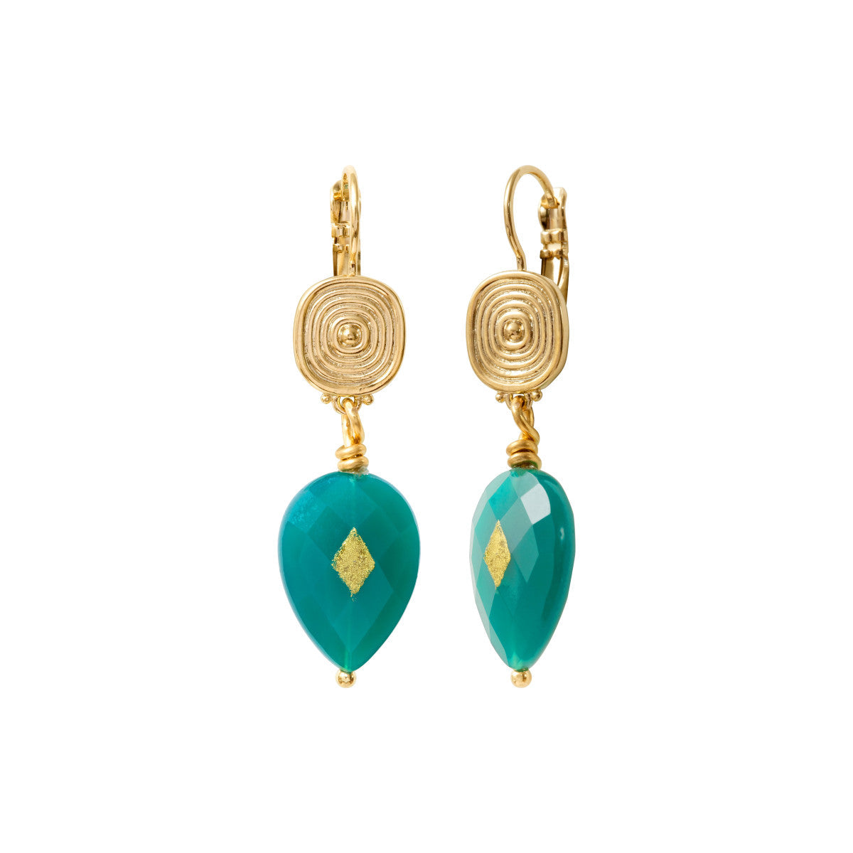Babylone Sleeper Earrings - Green Agate