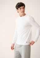 T-Shirt Homme Blanc À Manches Longues En Coton - Superbe Blanc