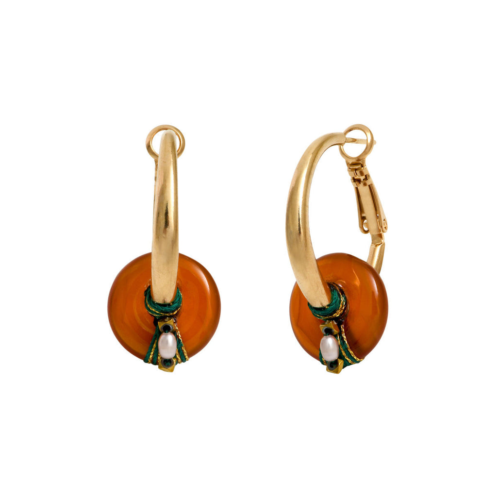 Pendientes De Aro Finos Babylone - Naranja