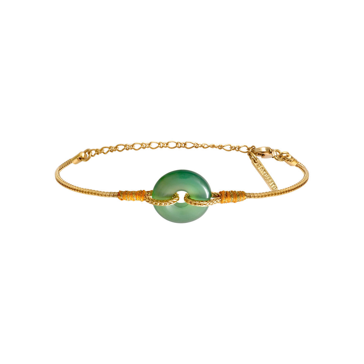 Bracciale sottile regolabile Babylone - Agata verde