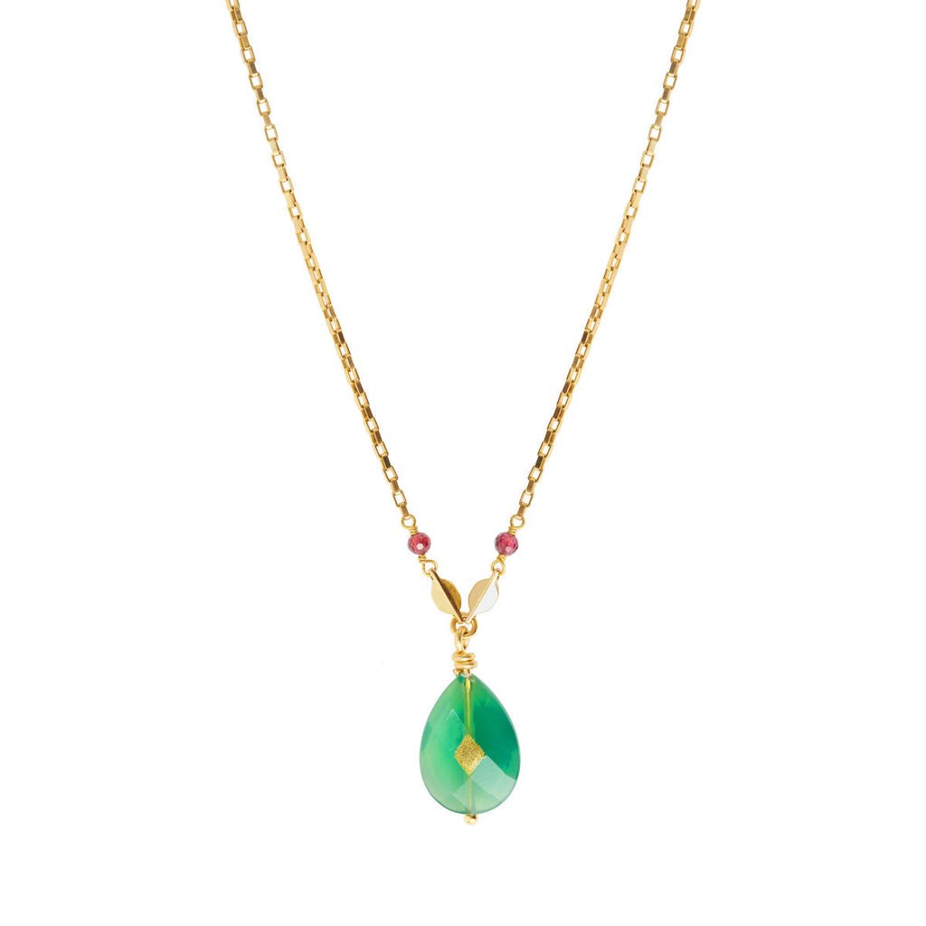 Collar con colgante ajustable Babylone - Ágata verde