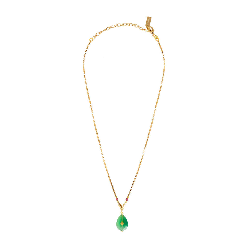 Collar con colgante ajustable Babylone - Ágata verde