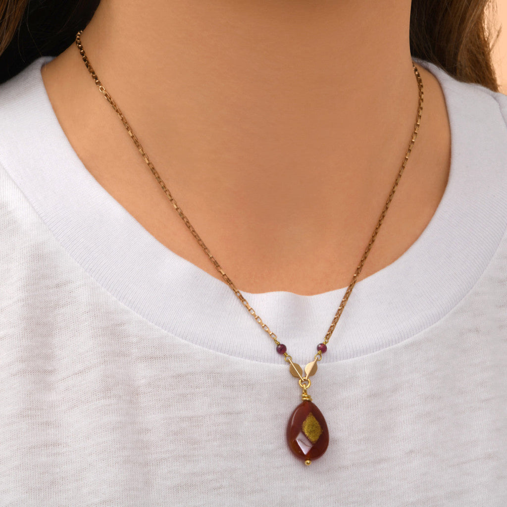 Collana con pendente regolabile Babylone - Arancione