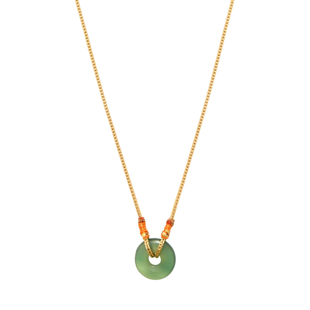 Babylone Adjustable Pendant Necklace - Green Agate
