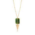 Babylone Adjustable Long Necklace - Green Agate