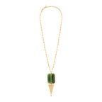 Babylone Adjustable Long Necklace - Green Agate