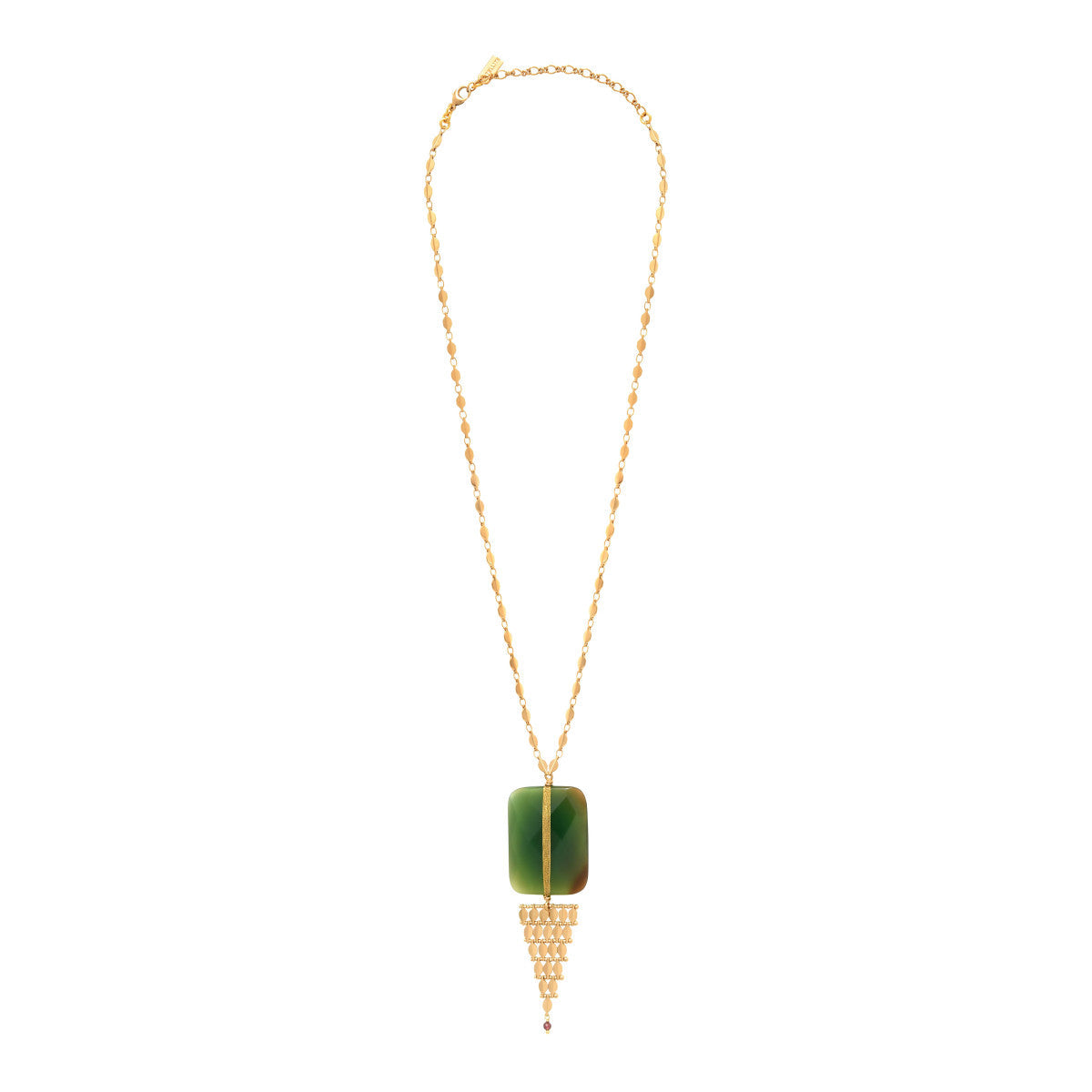 Babylone Adjustable Long Necklace - Green Agate