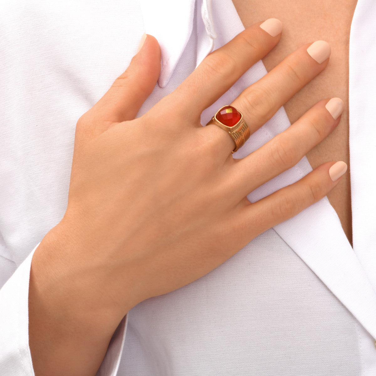 Babylone Adjustable Ring - Orange