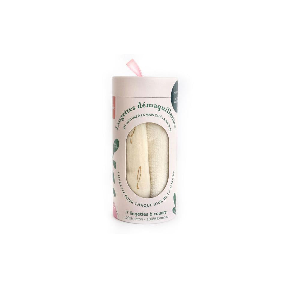 Sewing Kit - 7 Sew-on Makeup Remover Wipes - Ecru/Gold