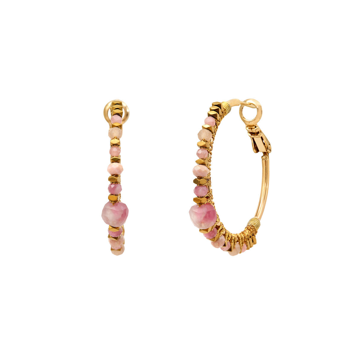 Iancura Fine Hoop Earrings - Pink
