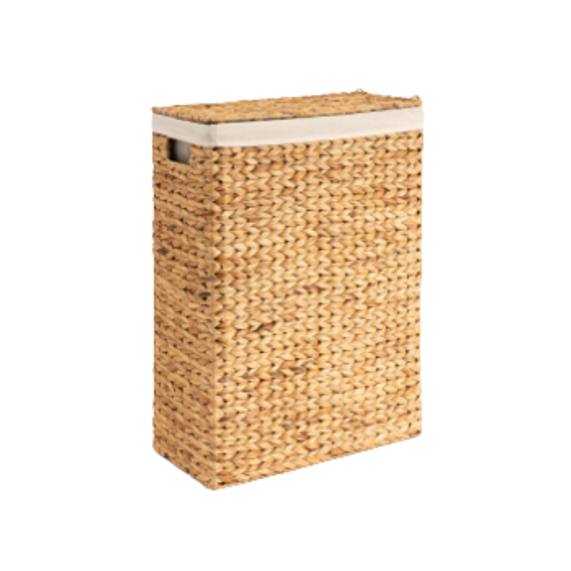 Maya - Cesto Para La Ropa Estrecho Con Tapa De Jacinto De Agua - Beige