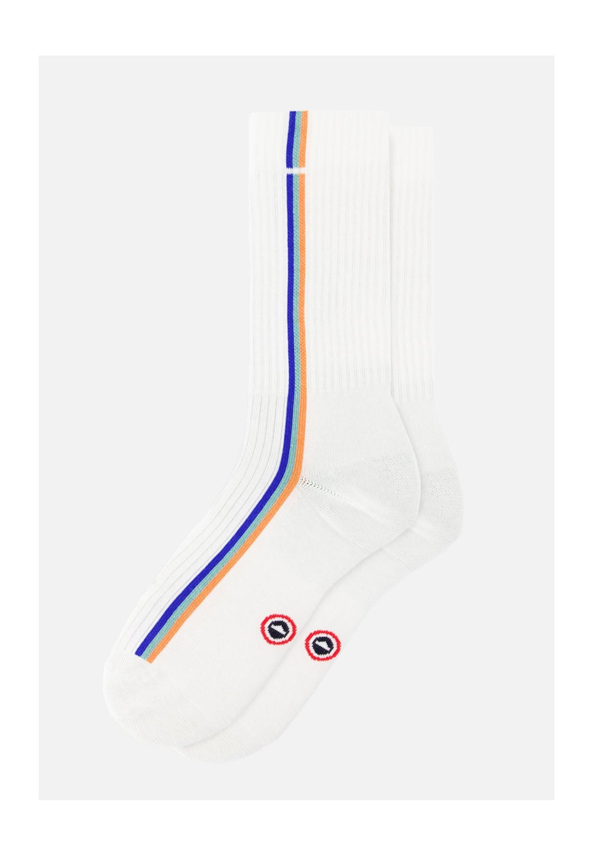 Calcetines de Deporte de Media Caña a Rayas Wilfried Rayas - Azul Náutico Verde Azur Naranja Coral
