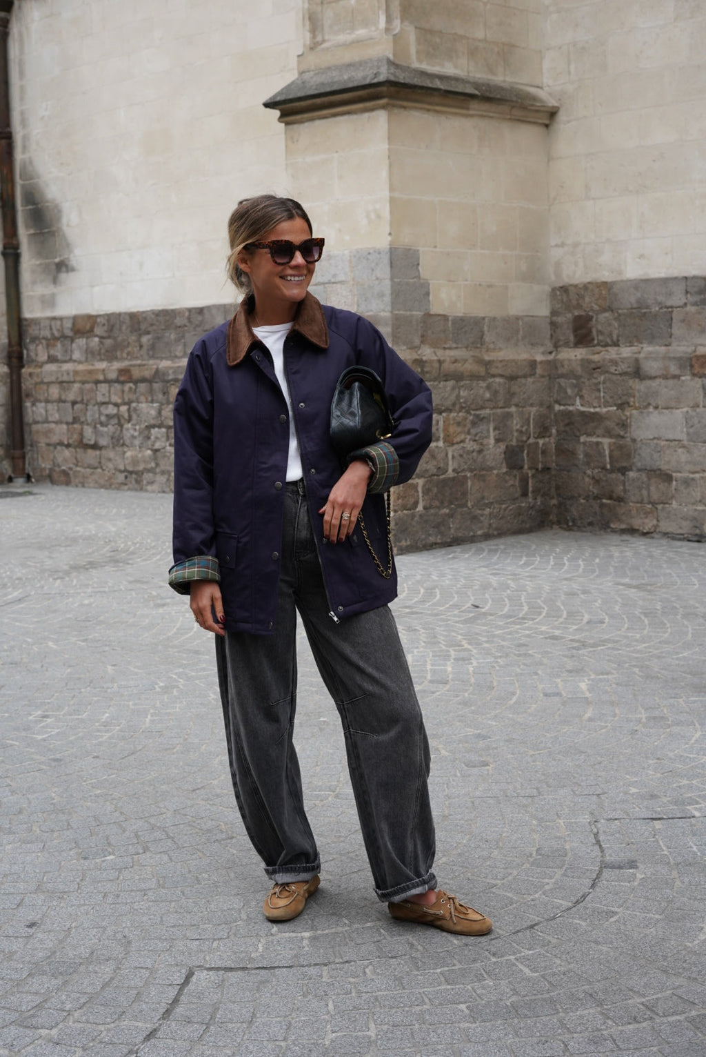 Léonie Navy Mid-Long Jacket