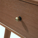 Karl - 1 Drawer Bedside Table With Rounded Edge Fronts - Dark Wood