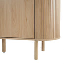 Helios - Mueble De TV De 2 Puertas Con Tapa De Efecto Travertino - Madera Clara Y Travertino