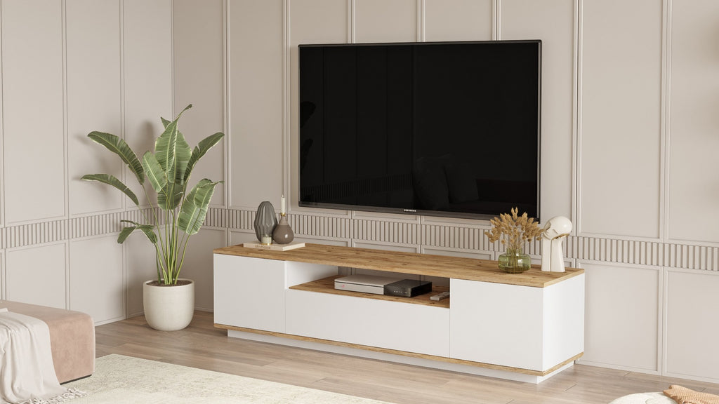 Meubles Tv Fr7-Aw - Pin Atlantique / Blanc