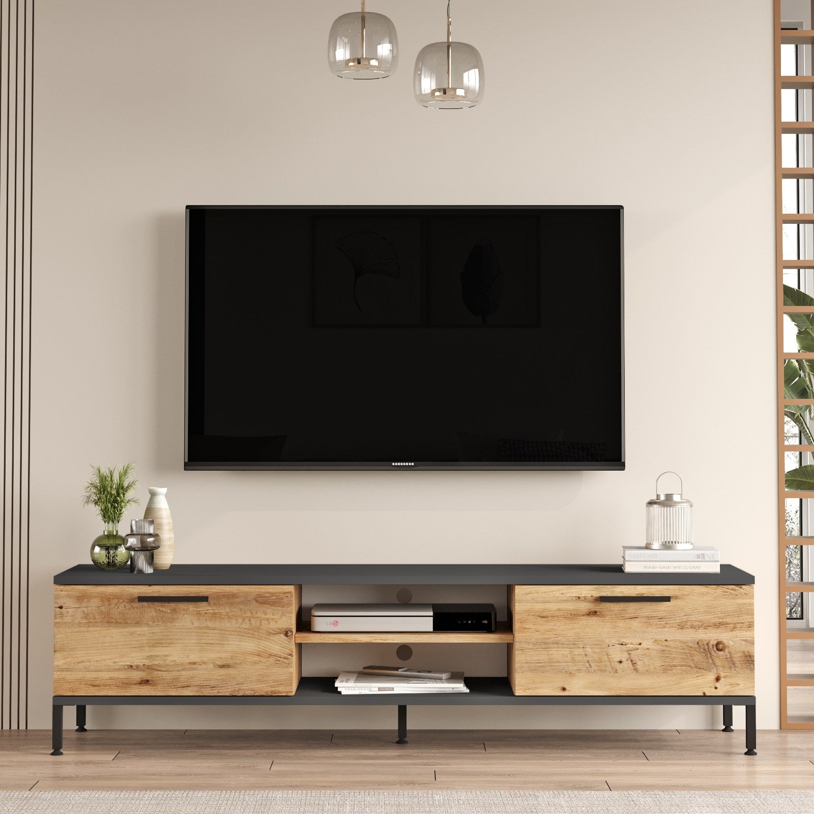 Meubles Tv Rl1-Aa - Pin Atlantique / Anthracite