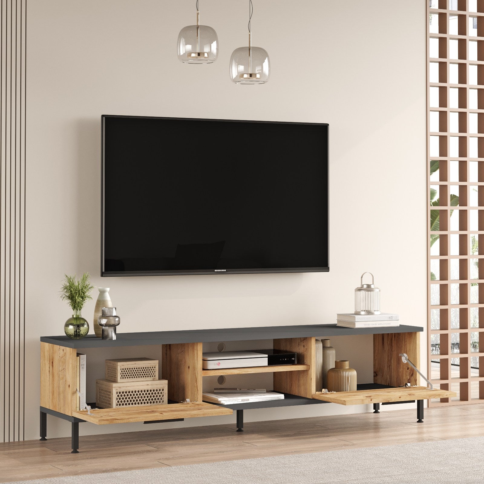 Meubles Tv Rl1-Aa - Pin Atlantique / Anthracite