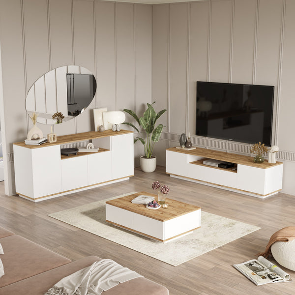 Fr18-Aw Living Room Furniture Set - Atlantic Pine / White