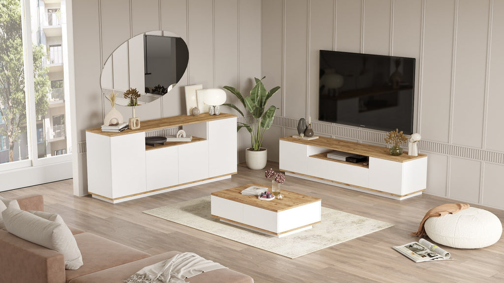 Ensembles De Meubles De Salon Fr18-Aw - Pin Atlantique / Blanc