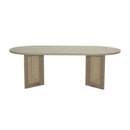 Talia - Table Basse Plateau Ovale Avec Pieds En Rotin Véritable - Bois Clair Et Rotin
