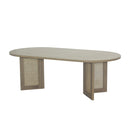 Talia - Table Basse Plateau Ovale Avec Pieds En Rotin Véritable - Bois Clair Et Rotin