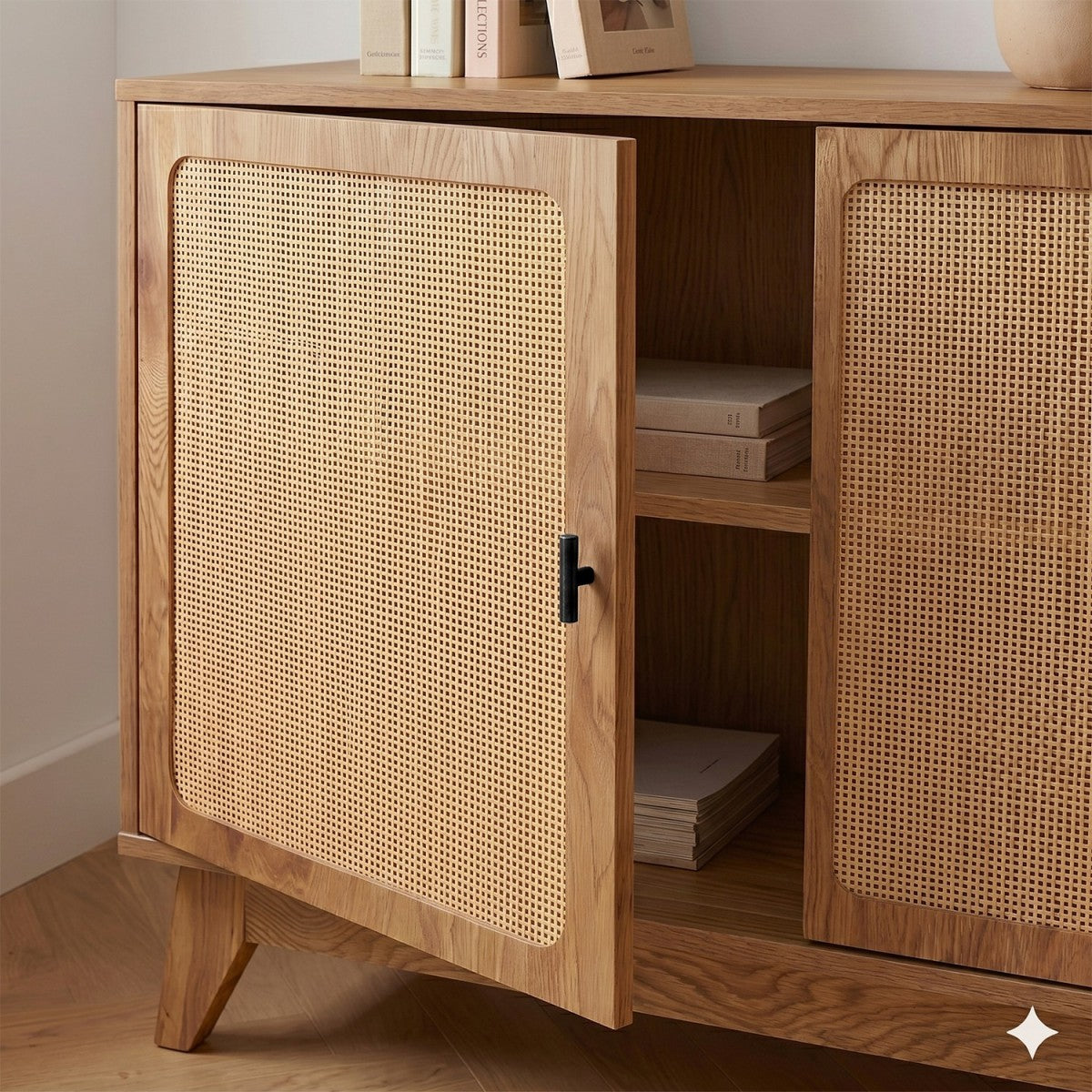 Alia - Aparador de 3 puertas - Ratán natural