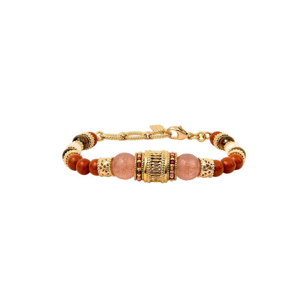 Tiki Adjustable Flexible Bracelet - Terracotta Pink