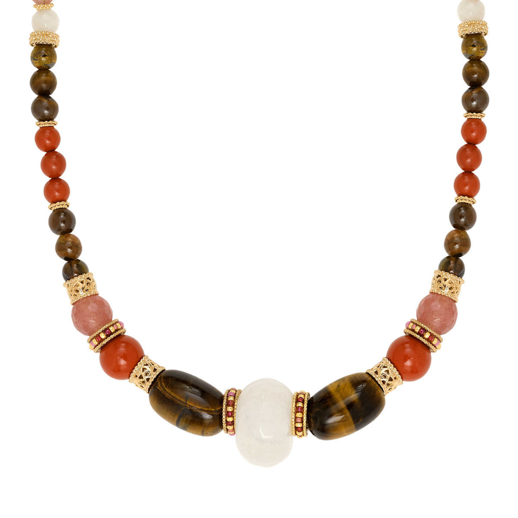 Tiki Adjustable Necklace - Terracotta Pink