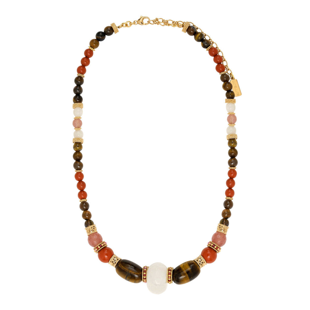 Tiki Adjustable Necklace - Terracotta Pink