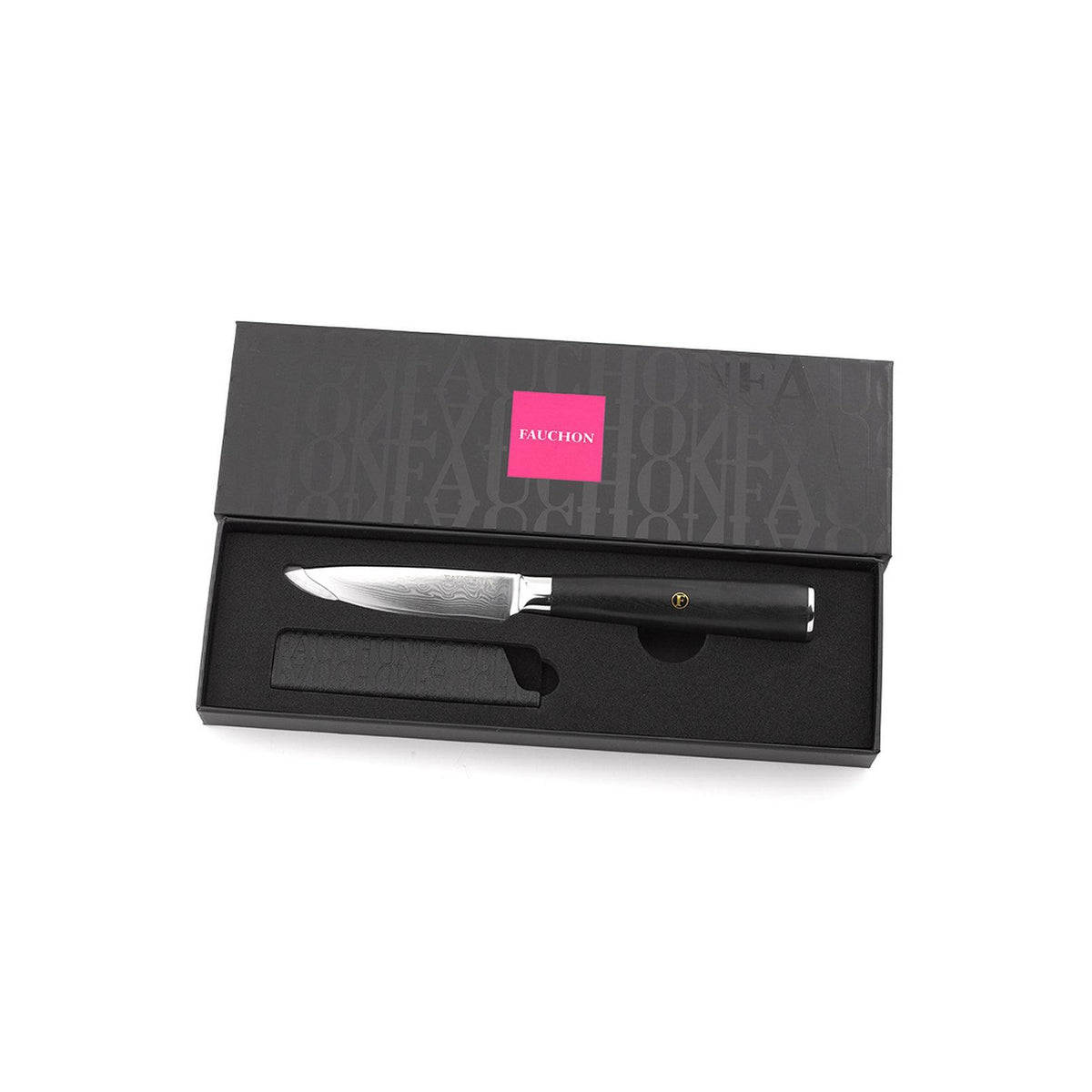 Damasco - Fauchon - Cuchillo para verduras con funda protectora - 20,5 cm - Negro