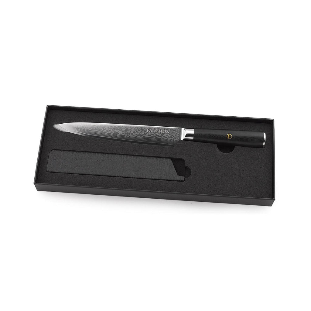 Damasco - Fauchon - Cuchillo para trinchar con funda protectora - 32,5 cm - Negro