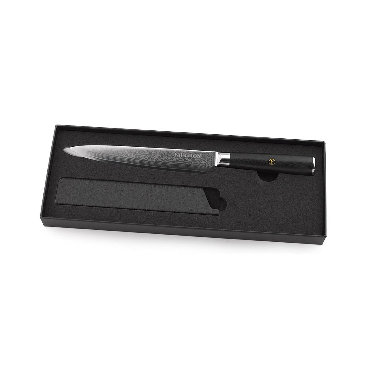 Damasco - Fauchon - Cuchillo para trinchar con funda protectora - 32,5 cm - Negro