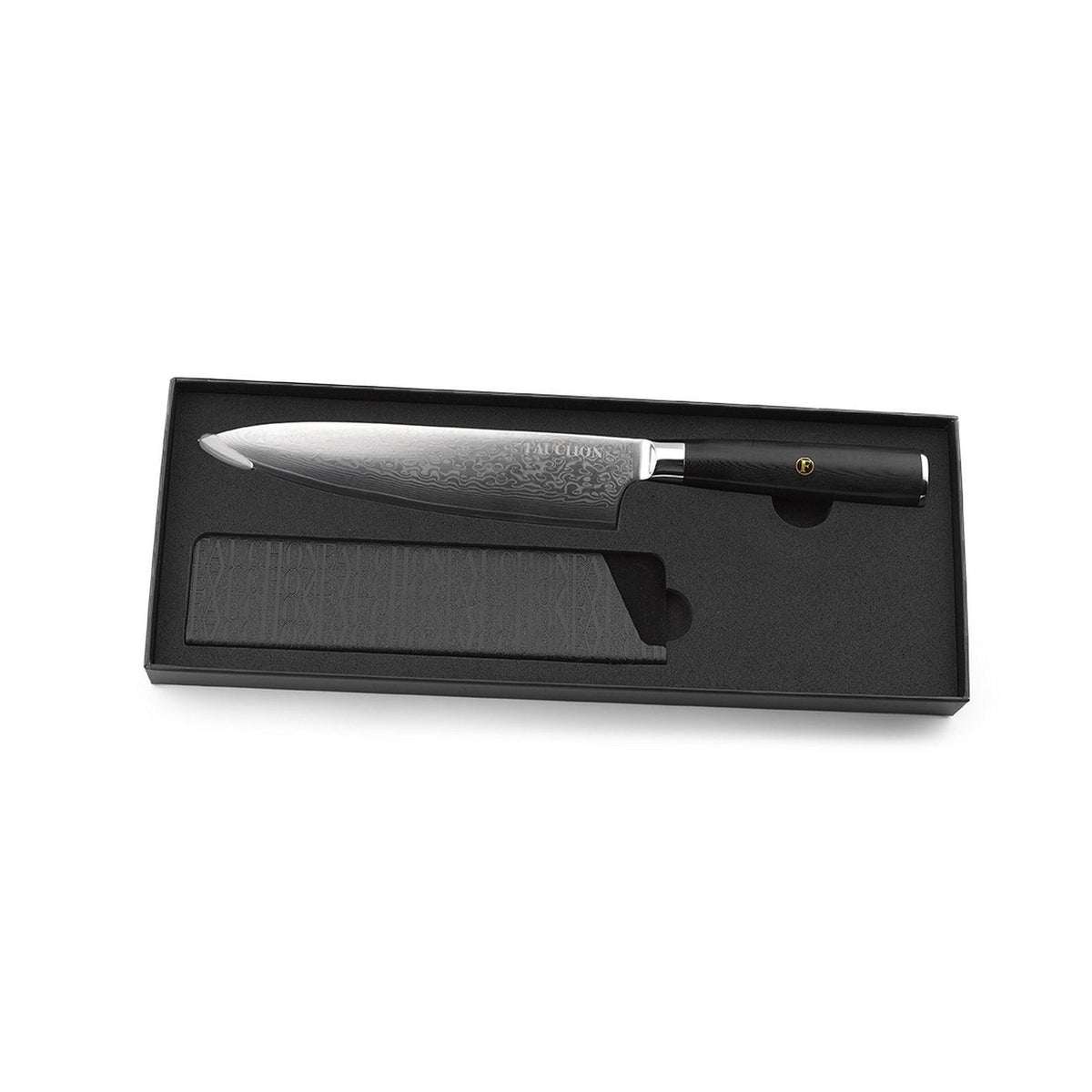 Damasco - Fauchon - Coltello da chef con custodia protettiva - Nero