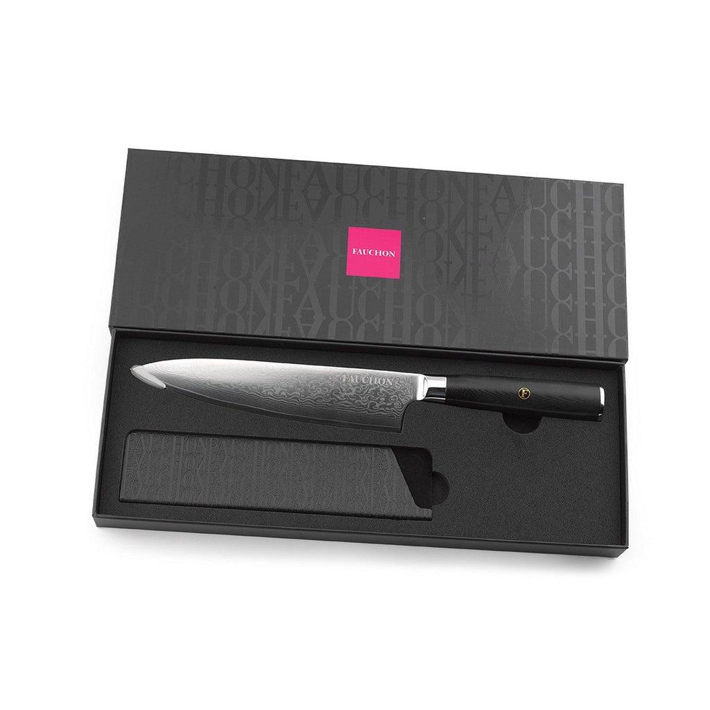 Damasco - Fauchon - Coltello da chef con custodia protettiva - Nero