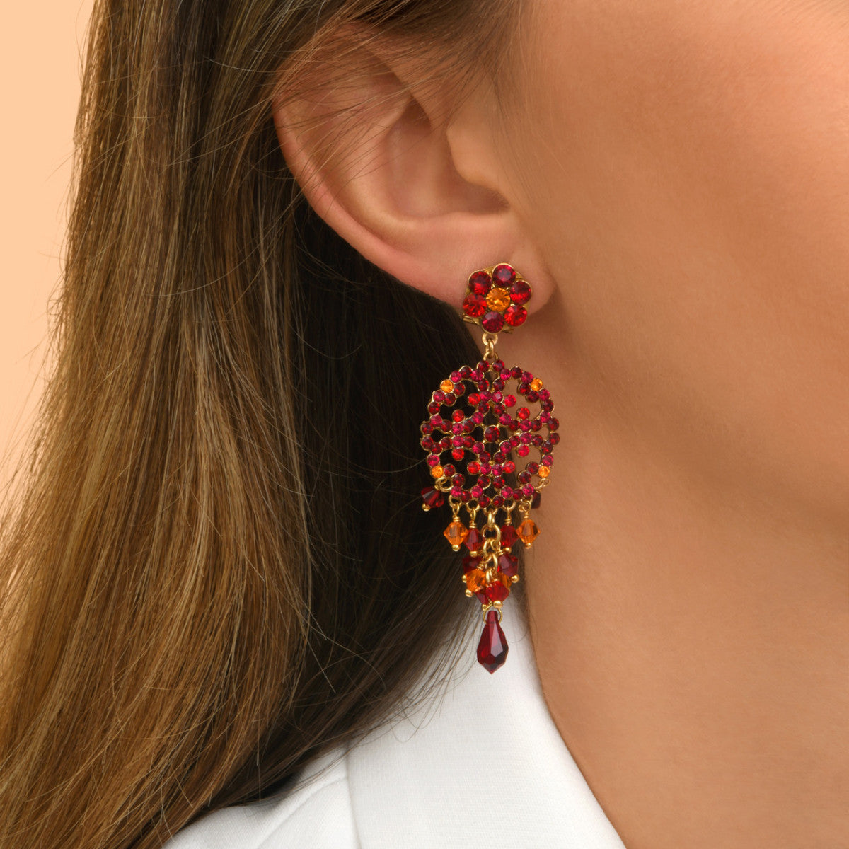 Pendientes Tallo Chiara - Rojos Y Naranja