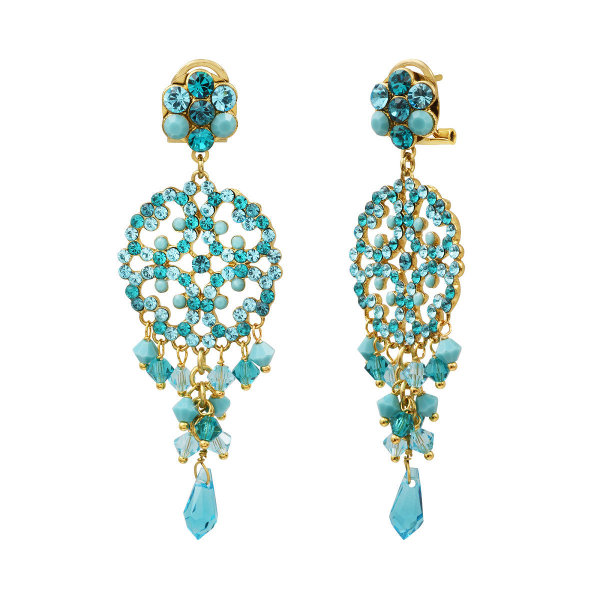 Chiara Long Post Drop Earrings - Turquoise