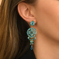 Chiara Long Post Drop Earrings - Turquoise