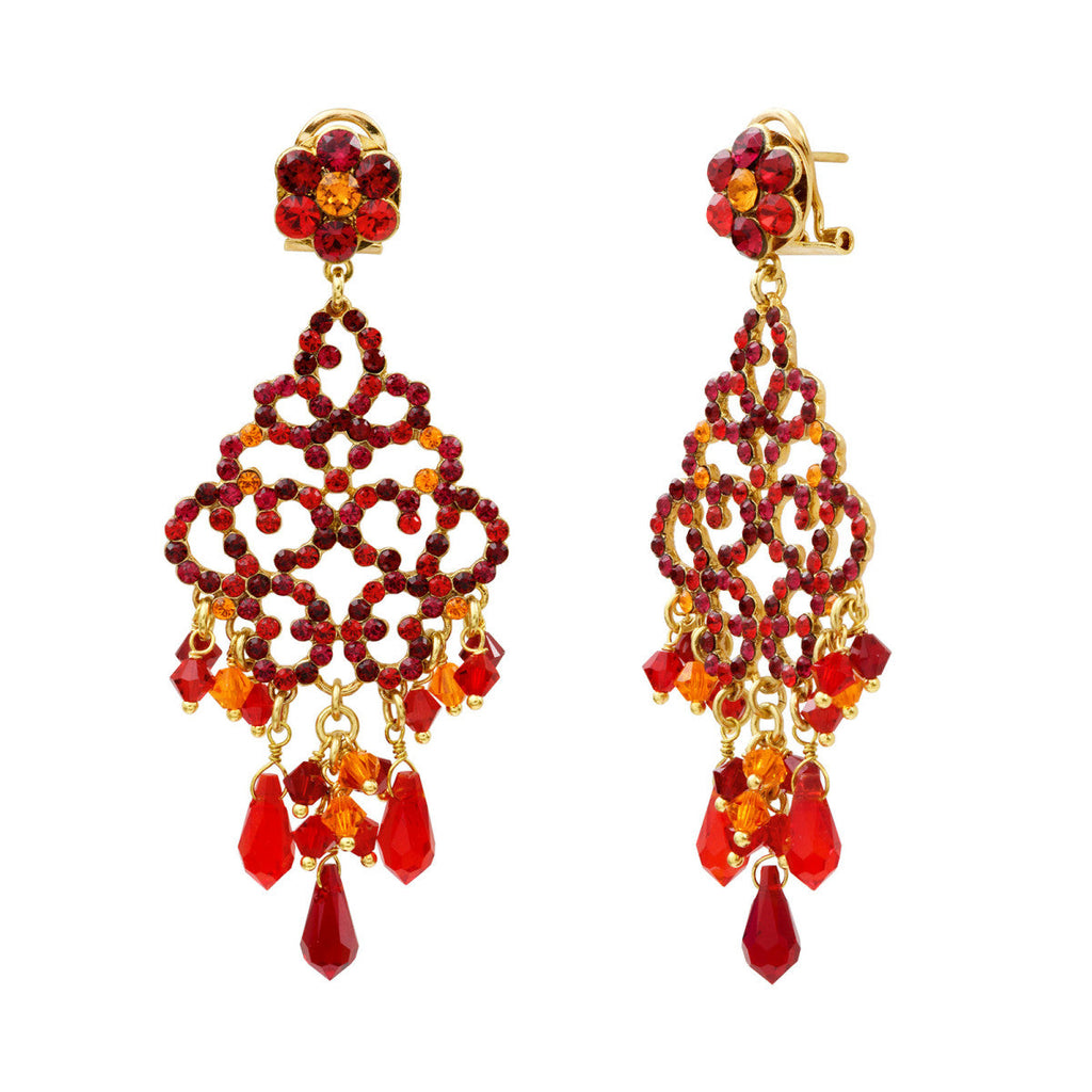 Chiara Pierced Post Solar Earrings - Red