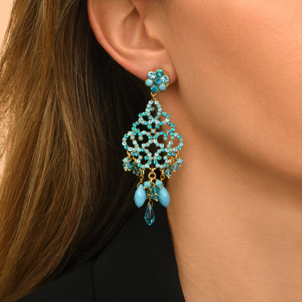 Chiara Drop Post Earrings For Pierced Ears - Turquoise