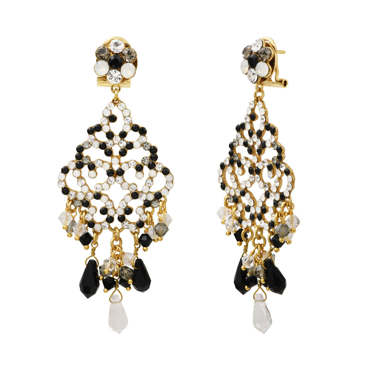 Chiara Sleeper Post Earrings For Pierced Ears - Black And White