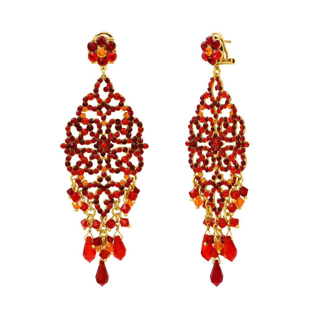 Pendientes Largos Con Perno Chiara - Rojos