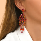 Pendientes Largos Con Perno Chiara - Rojos